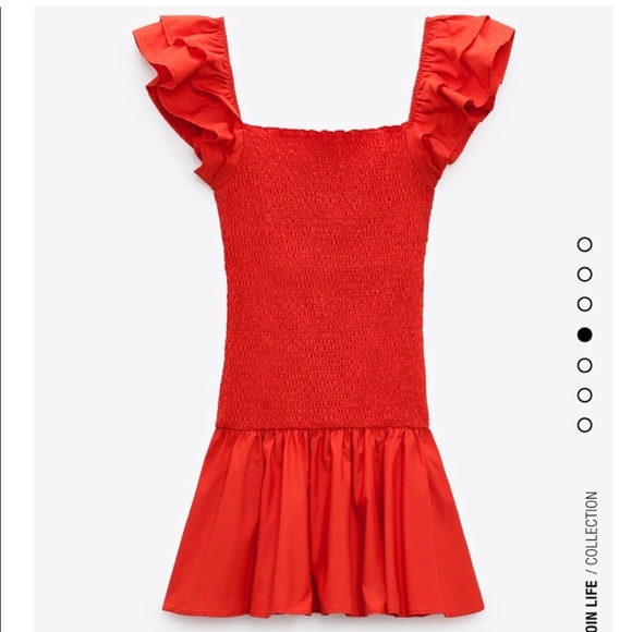 🆕Zara Bright Red Ruffled Dress - Picture 3 of 4